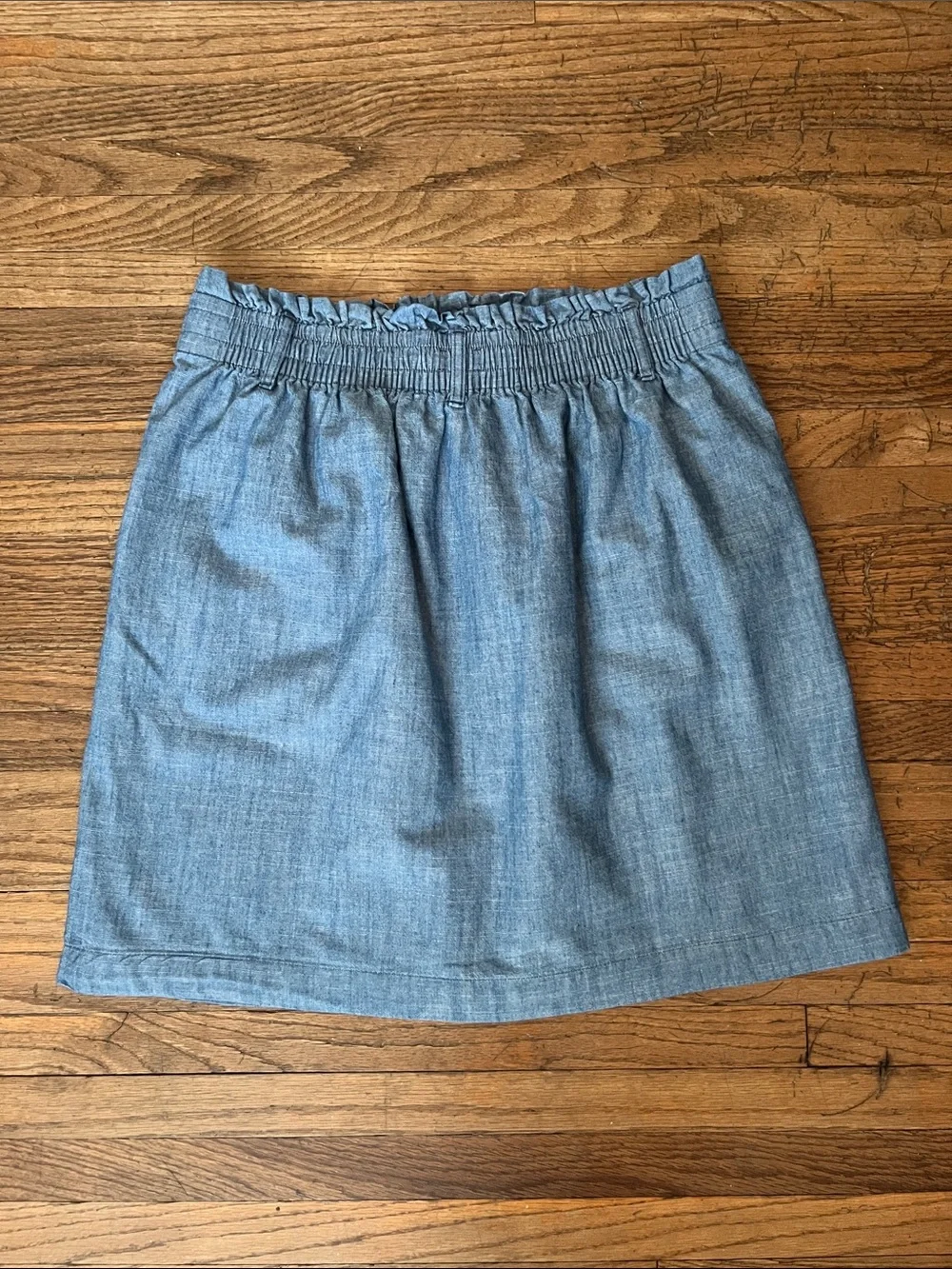 Women’s J.Crew Re-Imagined Chambray Elastic-Waist Skirt - Blue